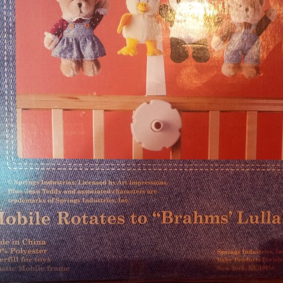 Blue Jean Teddy Bear Baby Nursery Musical Bear Duck Crib Mobile Brahms Lullaby - Picture 7 of 16
